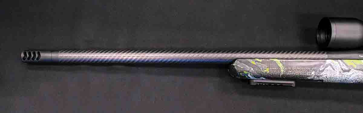The hand-lapped, carbon fiber-wrapped barrel was 24 inches in length and had a twist rate of 1:7.5 inches.